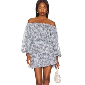 Misa Los Angelos Zonia Blue Off Shoulder Dress New With Tags